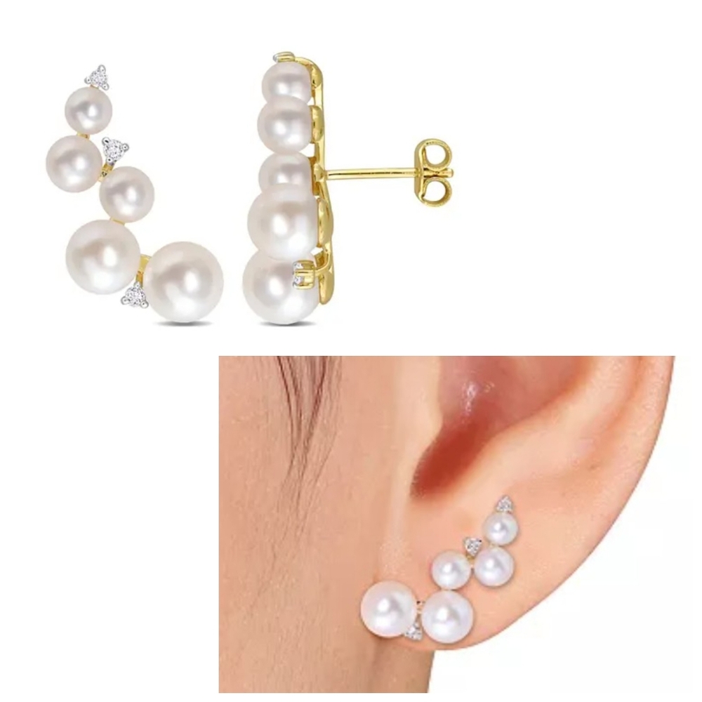 Elegant Pearl and Gold Earrings